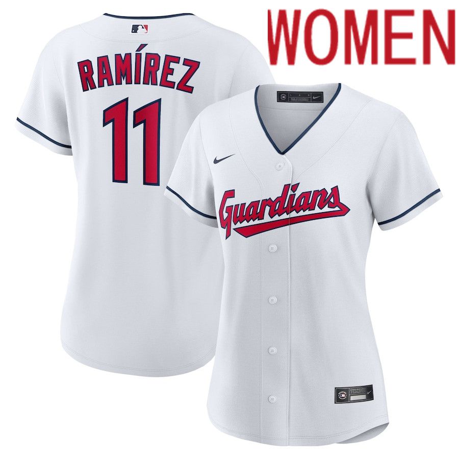 Women Cleveland Guardians 11 Jose Ramirez Nike White Home Replica Player MLB Jersey
